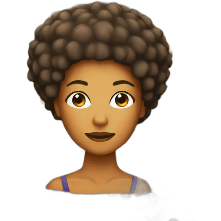 a mixed-color woman with an orange afro emoji