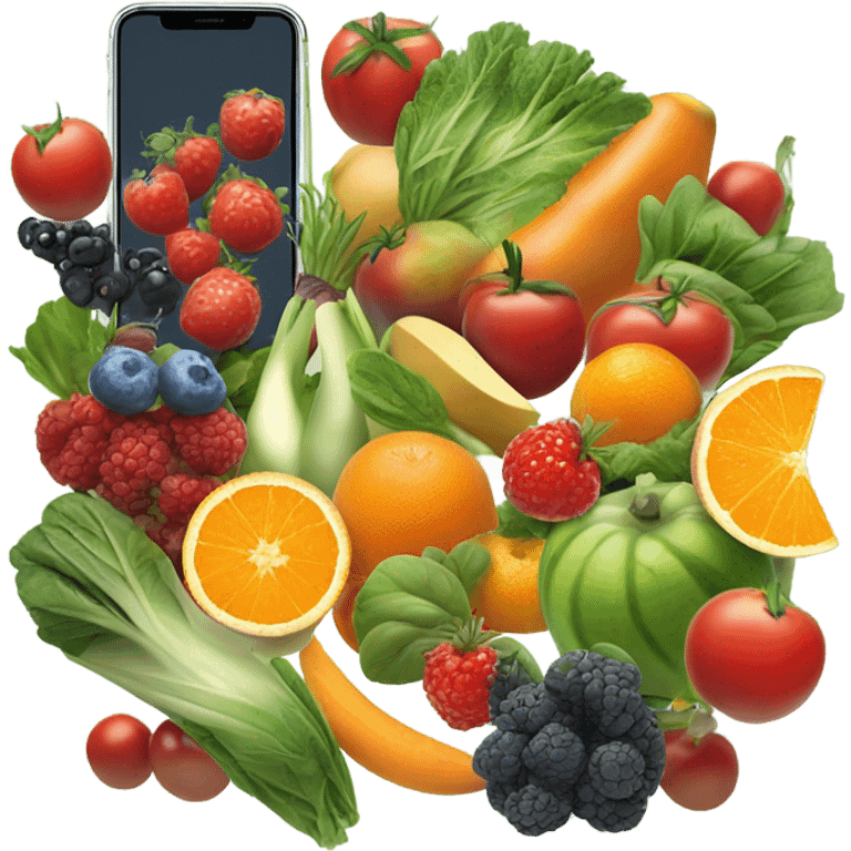 smartphone screen showing healthy eating emoji