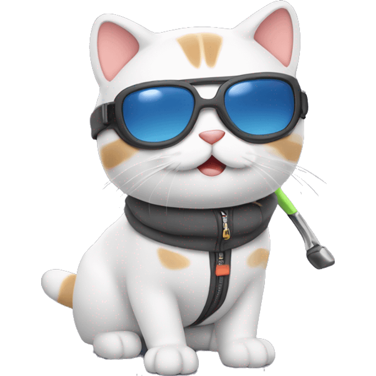 Cute cat skiing  emoji