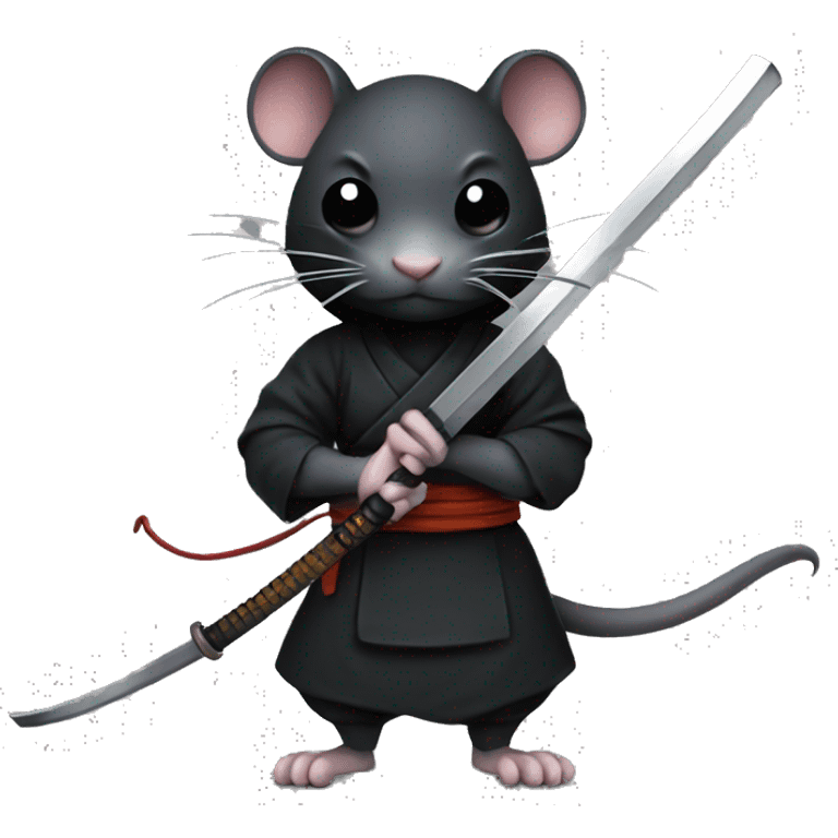 ninja black skin rat with katana emoji