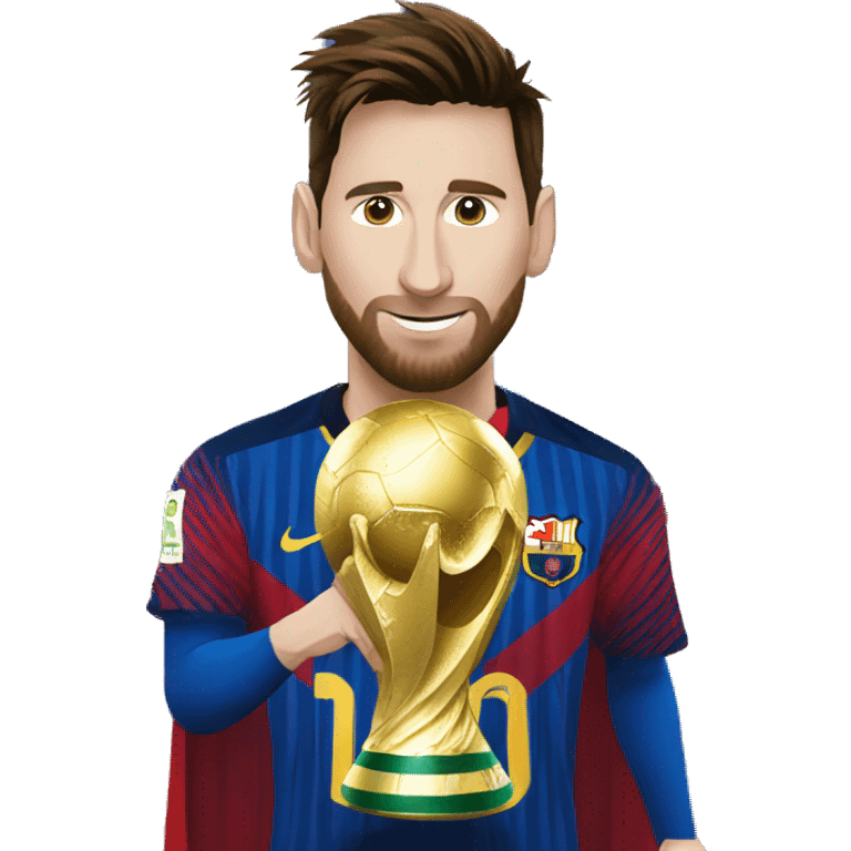 Messi with the world cup emoji