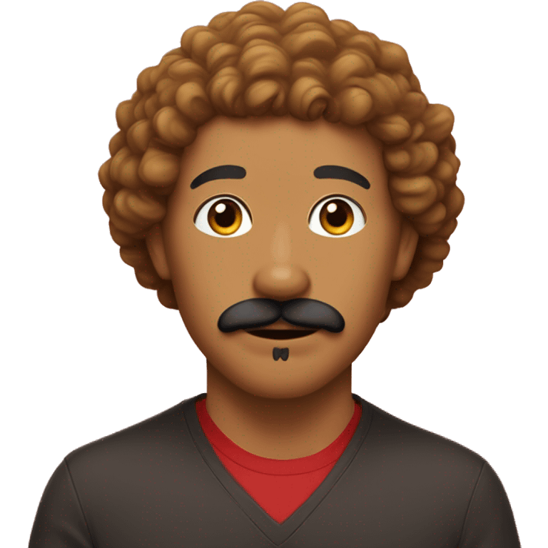 Lightskin man with mustache with a red goldendoodle emoji