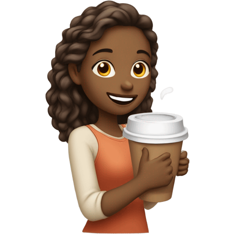 Cute girl drinking coffee  emoji