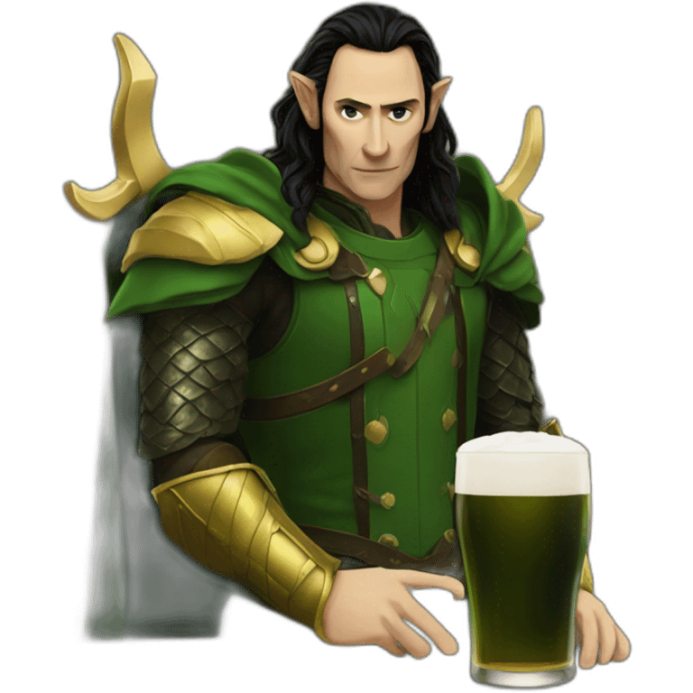 Loki straight arming a pint emoji