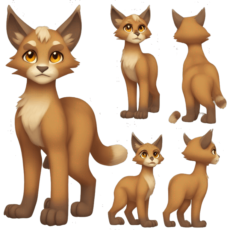 Anthro Beige-Orange-Brown Furry-Sona-Fakemon Lynx-Caracal Full Body emoji