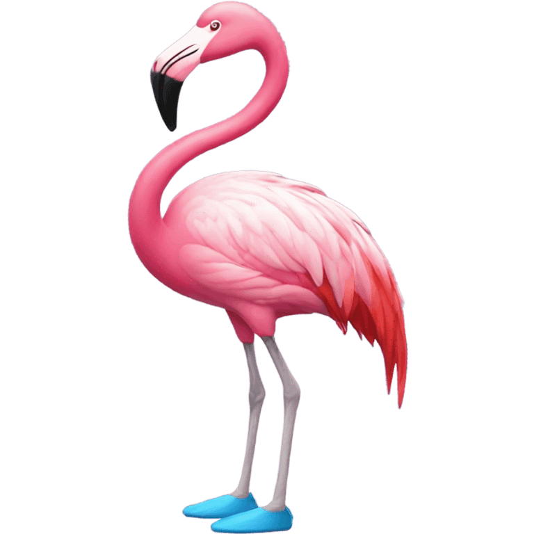 Flamingo with shoes emoji