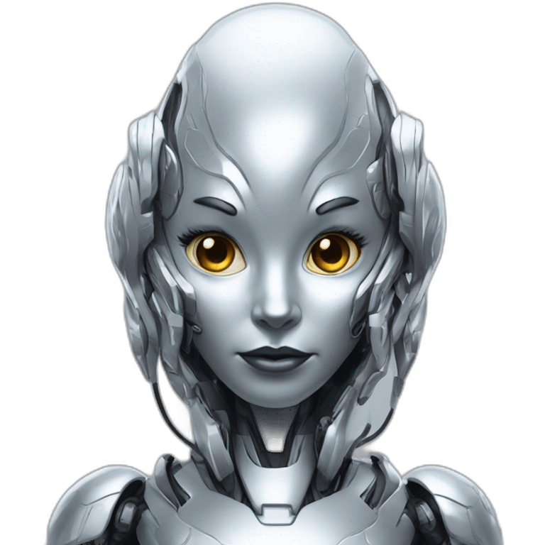 Cyber futuristic silver furry humanoid robot  emoji