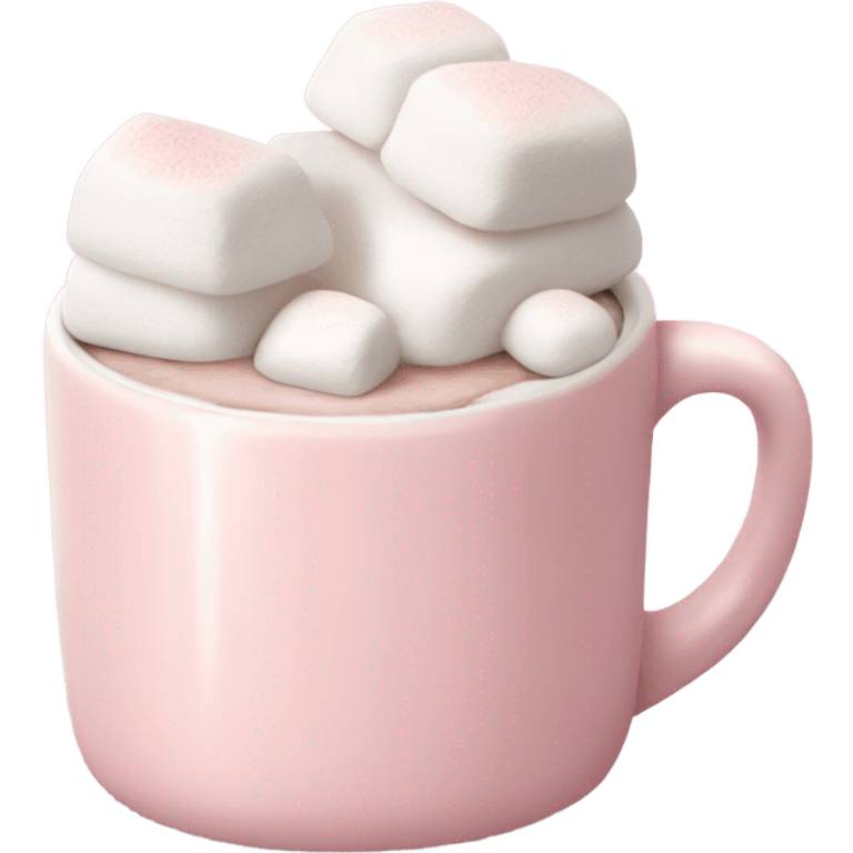 Light Pink mug of hot chocolate with marshmallows  emoji