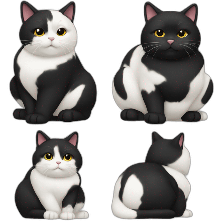 Fat Black and white cat emoji