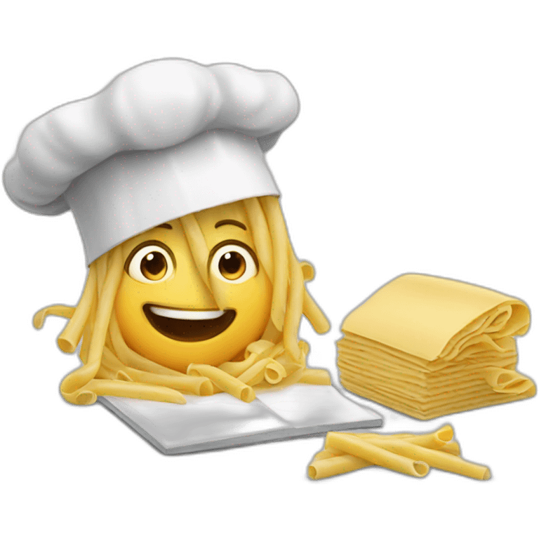 Italian cooking pasta and doing homework emoji