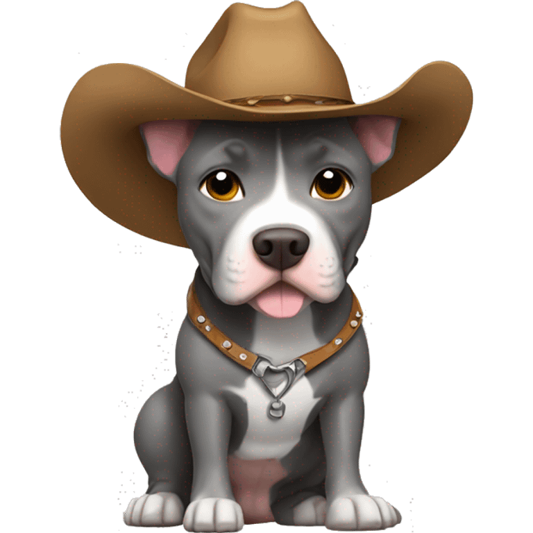 gray pitbull wearing cowboy boots emoji