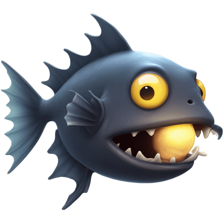 Anglerfish with glowing lure, sharp teeth, and big eyes. emoji