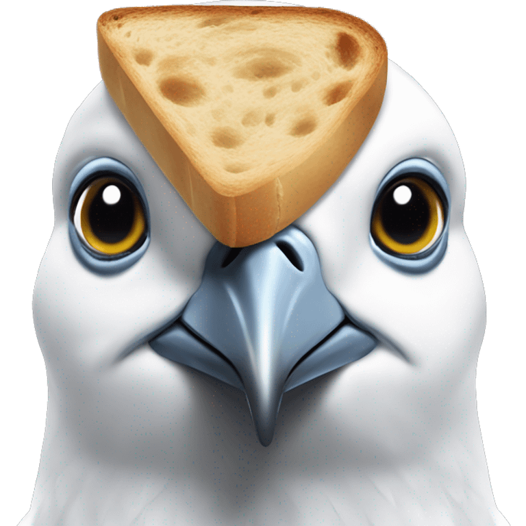 the slice of bread on the head of pigeon emoji