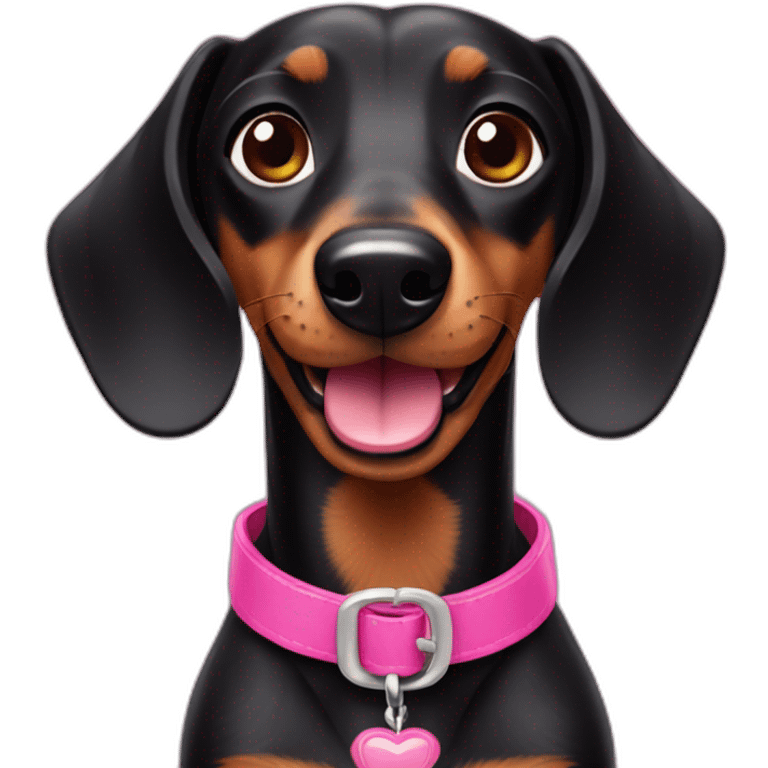 black dog dachshund in barbie style emoji