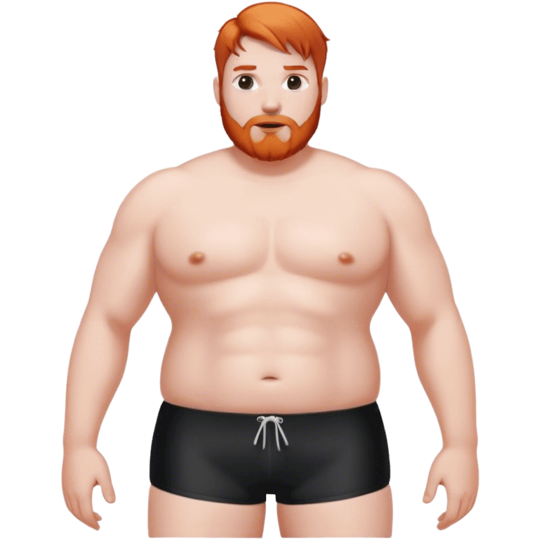 hot Man in black  swimming shorts  white skin copper hair  big body emoji