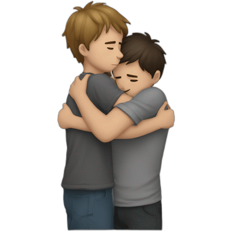 depressed sad boys huging eachother emoji