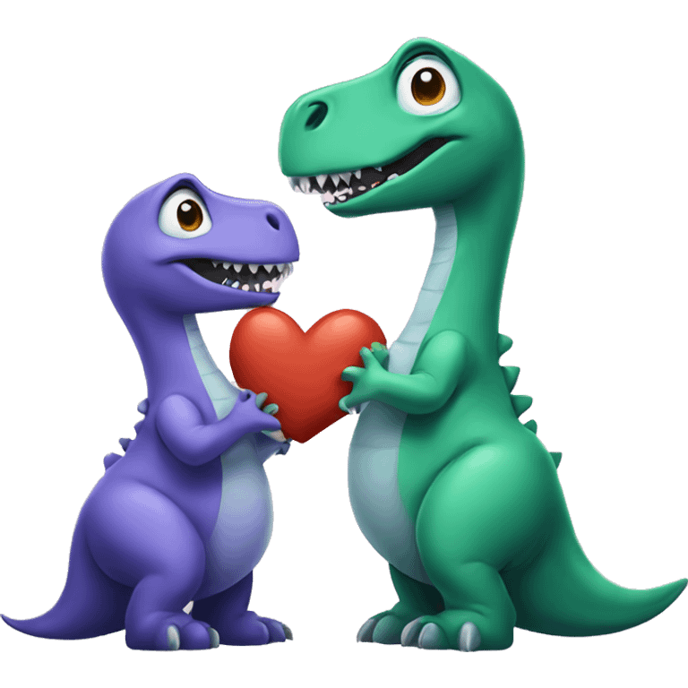 Two Dinosaurs kissing emoji