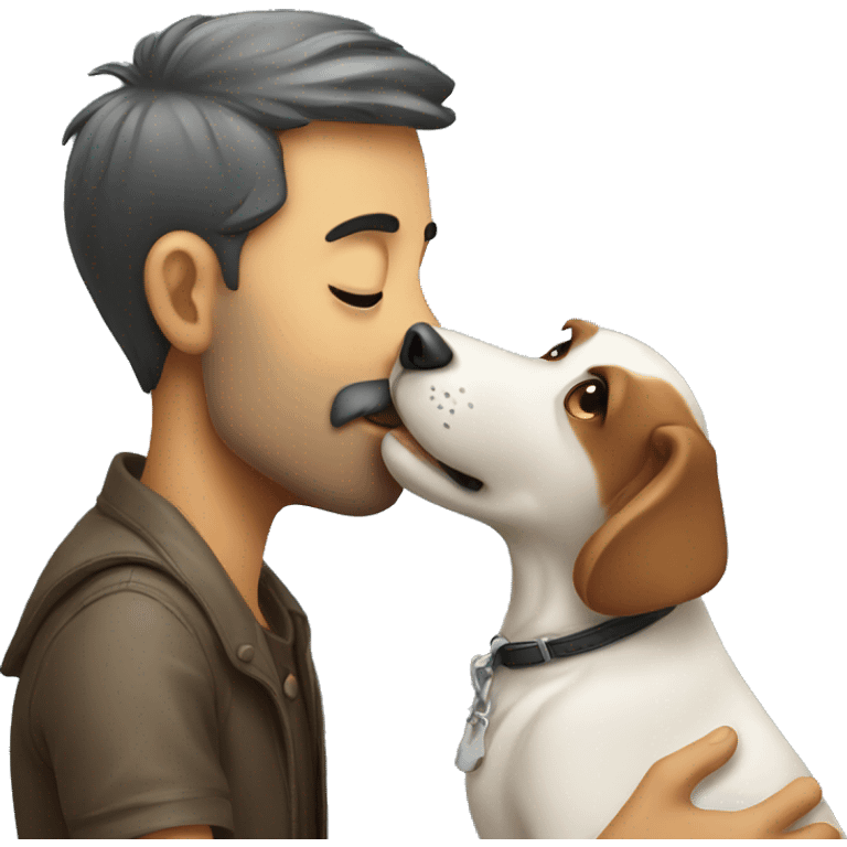 Man kissing dog emoji