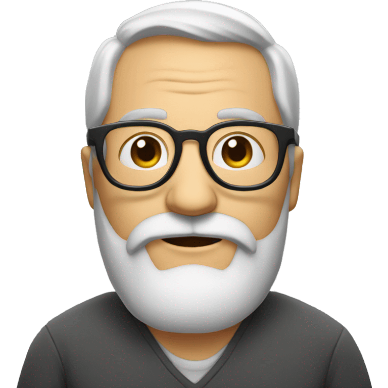 A 50ish bold nerd with grey beard and round glasses emoji