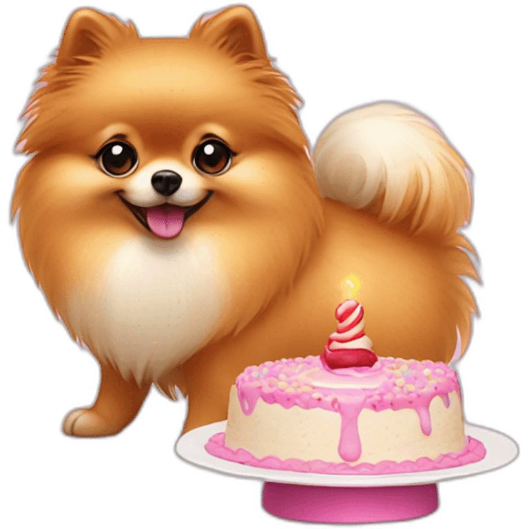 Pomeranian eat cake emoji