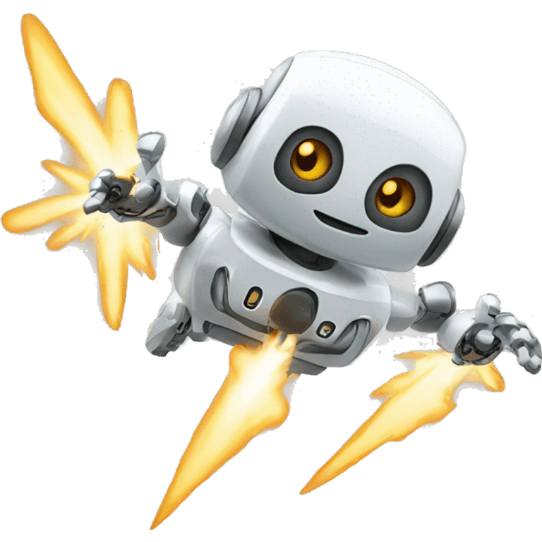 A robot flying in the air shooting beams emoji