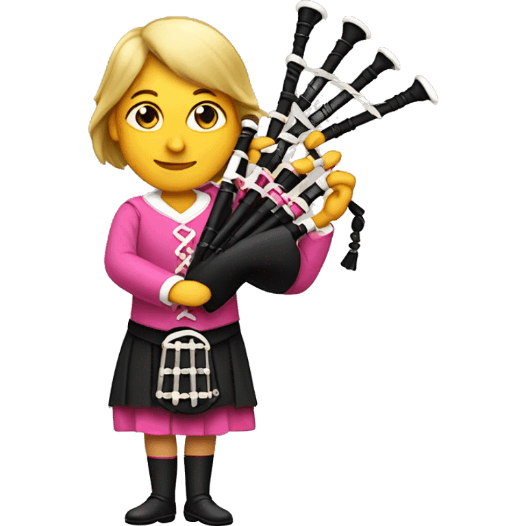 Hands holding lady in pink costume playing bagpipe  emoji