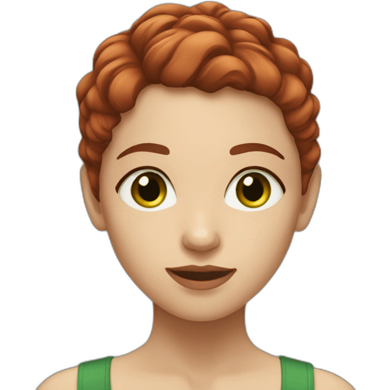 girl with light skin and short dark red hair and green eyes  emoji