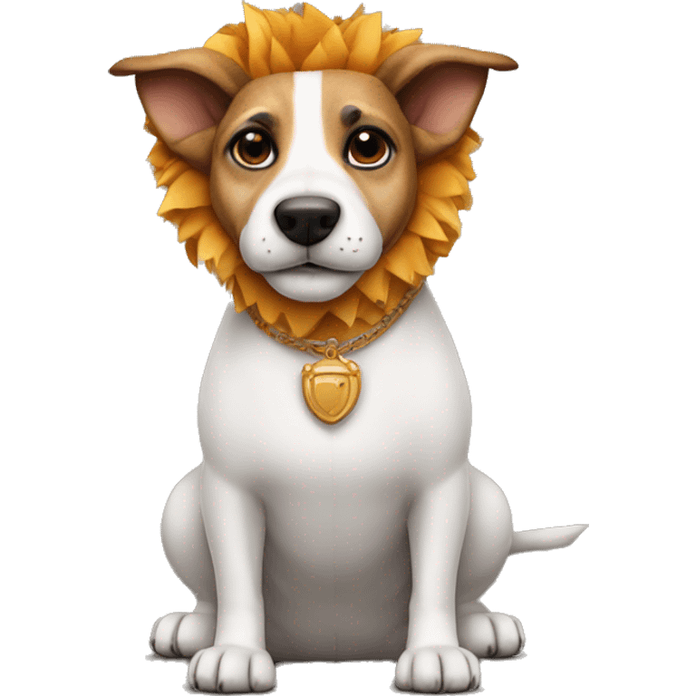 a jack russel wearing a lion costume emoji