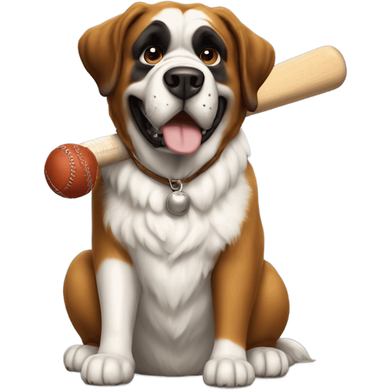 Saint Bernard hitting a baseball with a bat emoji