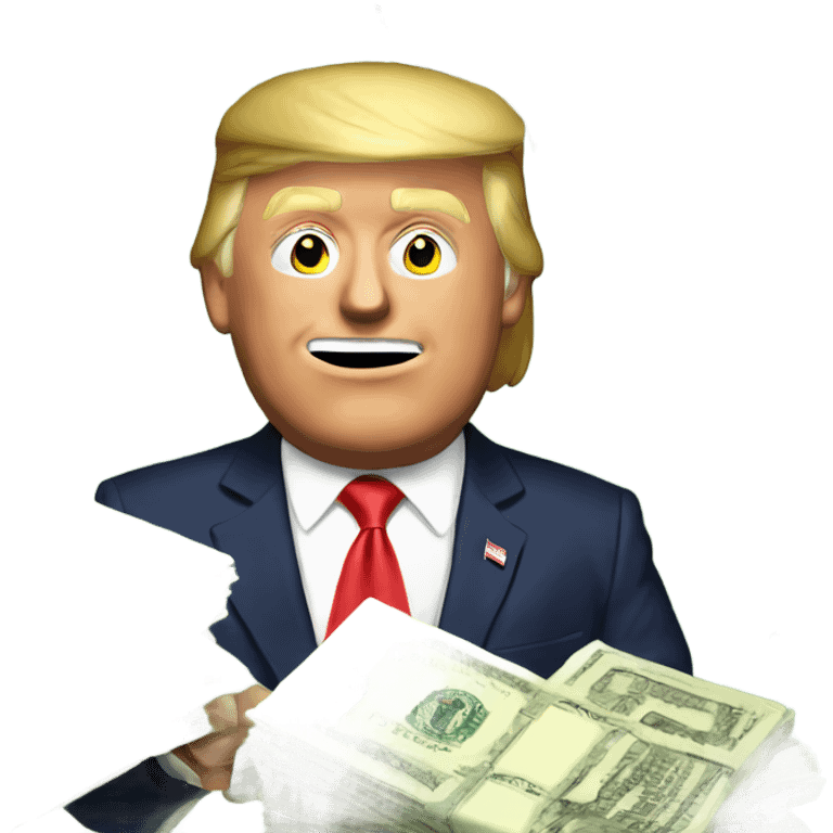 Trump with money spread emoji