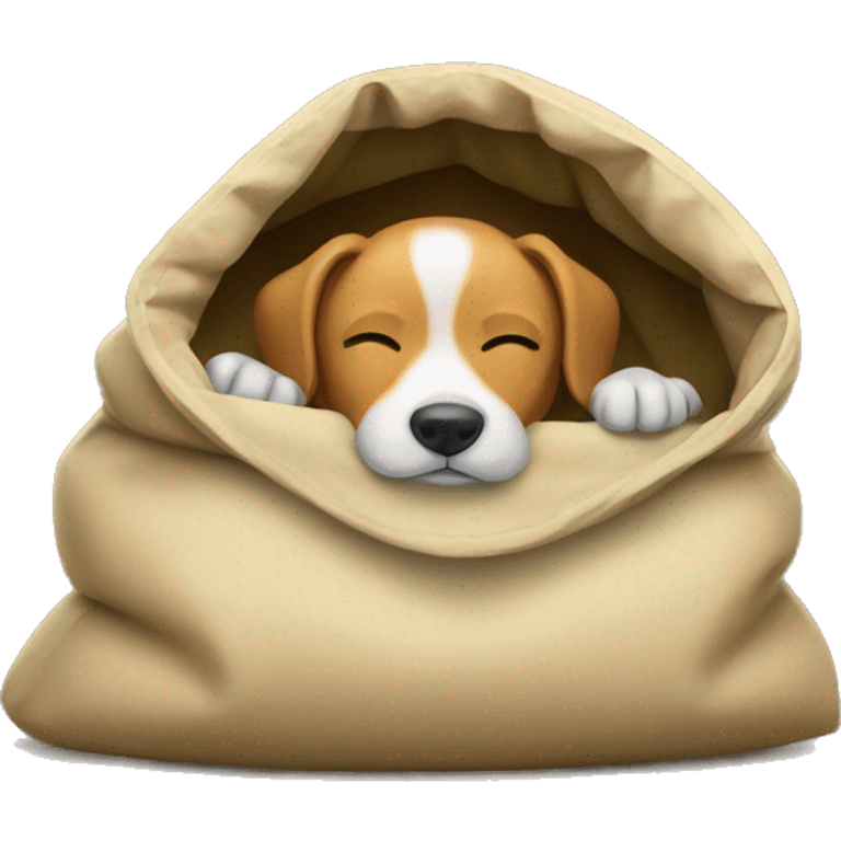 Dog sleeping in bag emoji