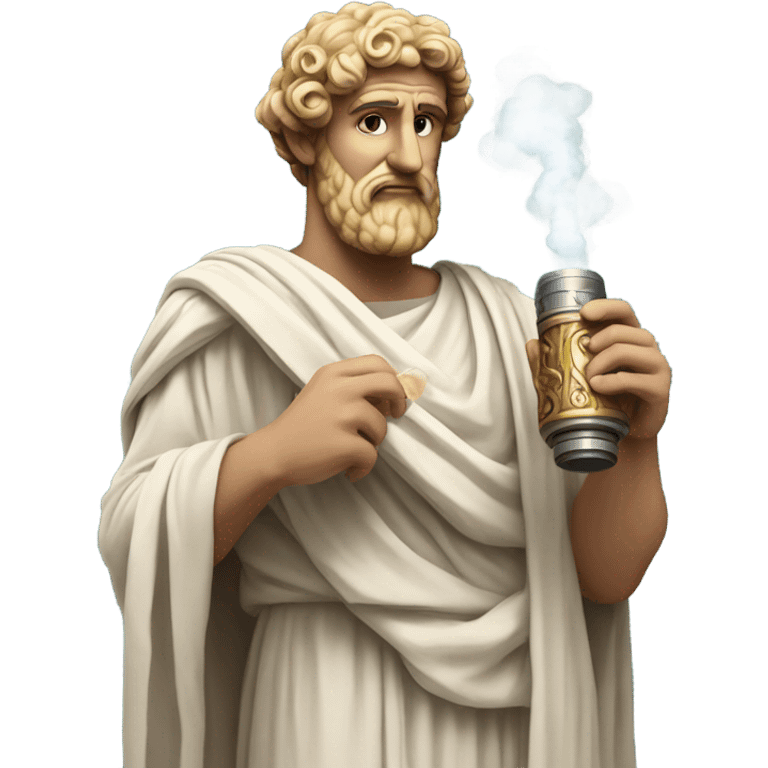 Ancient Greek holding a vape emoji