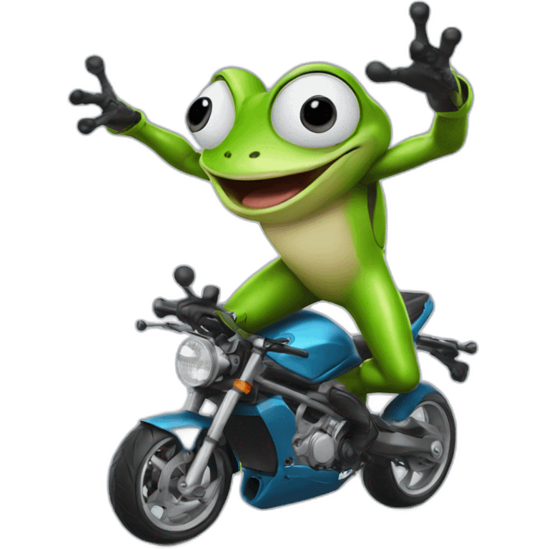 Crazyfrog gets into an invisible motorbike accident emoji