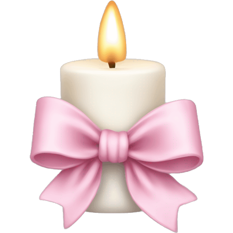 White candle light pink bow emoji