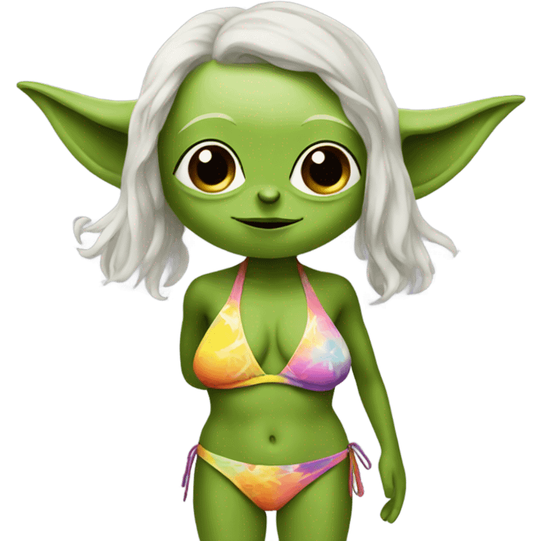 Yoda wearing a bikini emoji