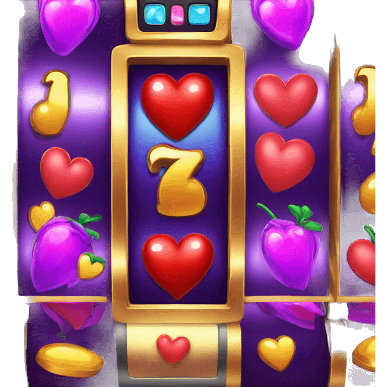 slot machine with heart, more hearts emoji