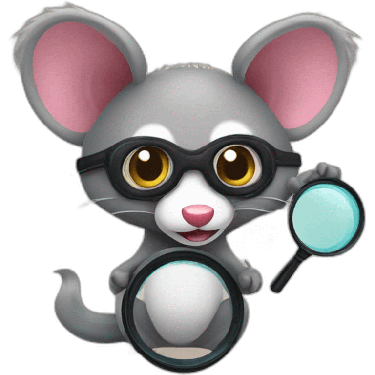 opposum with looking in magnifying glass emoji