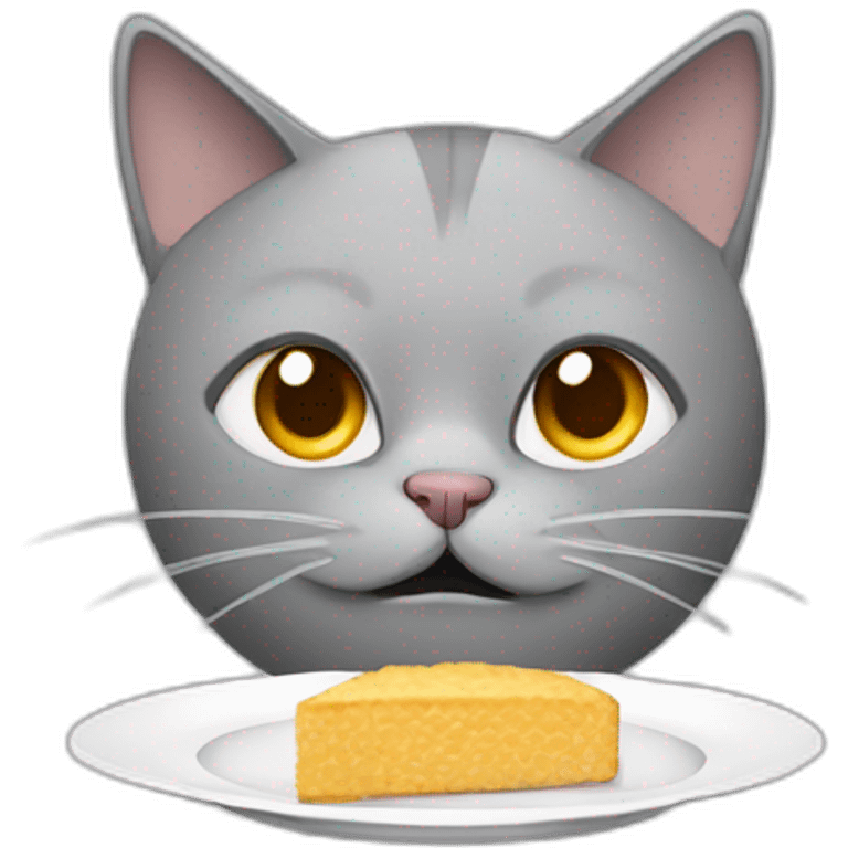 hungry-grey-cat-near-empty-plate emoji