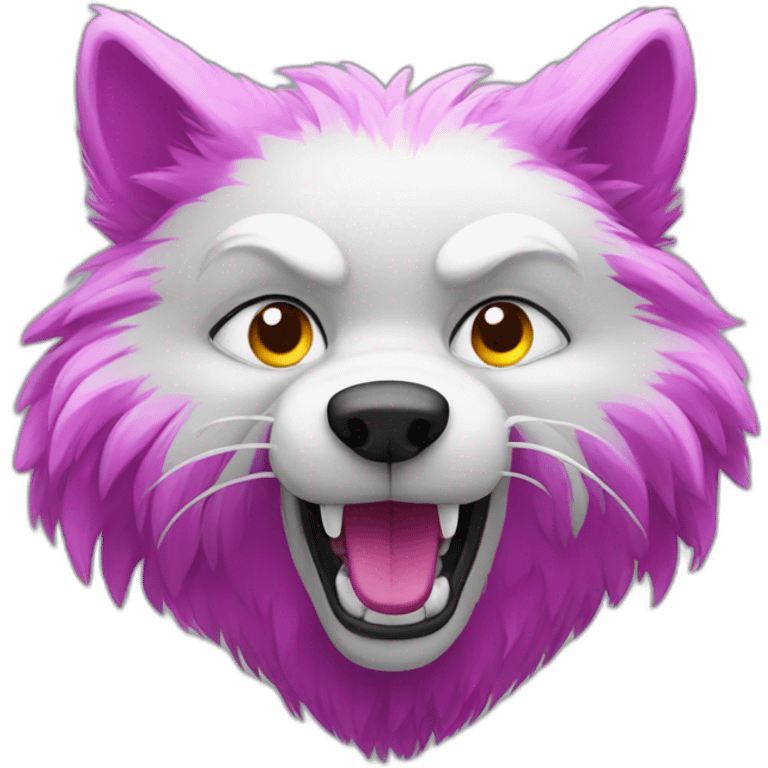 fluffy magenta wolf, 3/4 view emoji