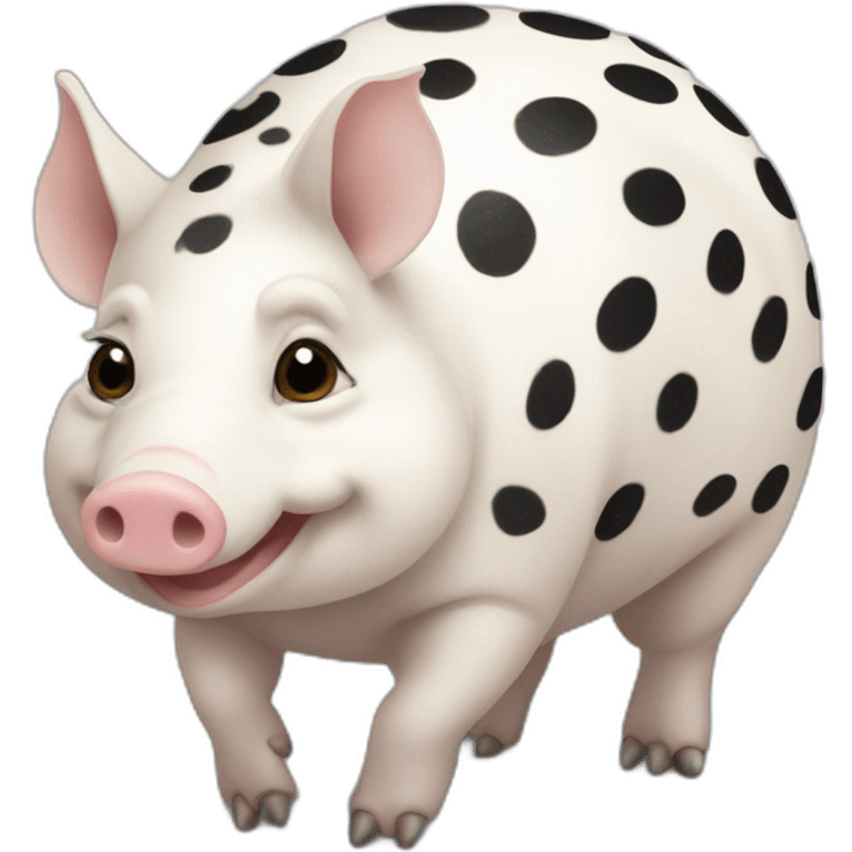 White pig armadillo with black spots emoji