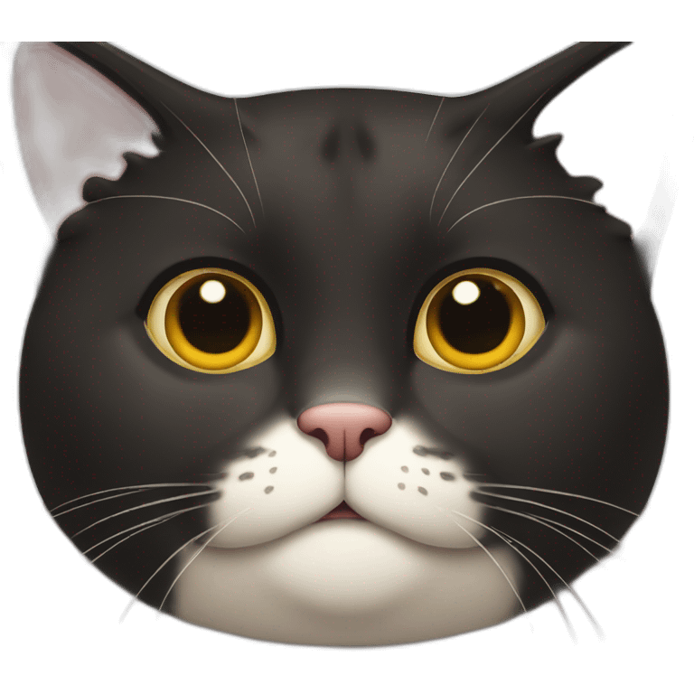 Black extremely fat cat surprised face  emoji