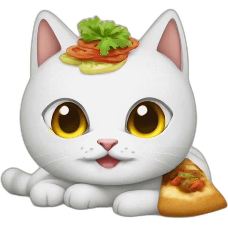 Un chat qui mange un kebbab emoji