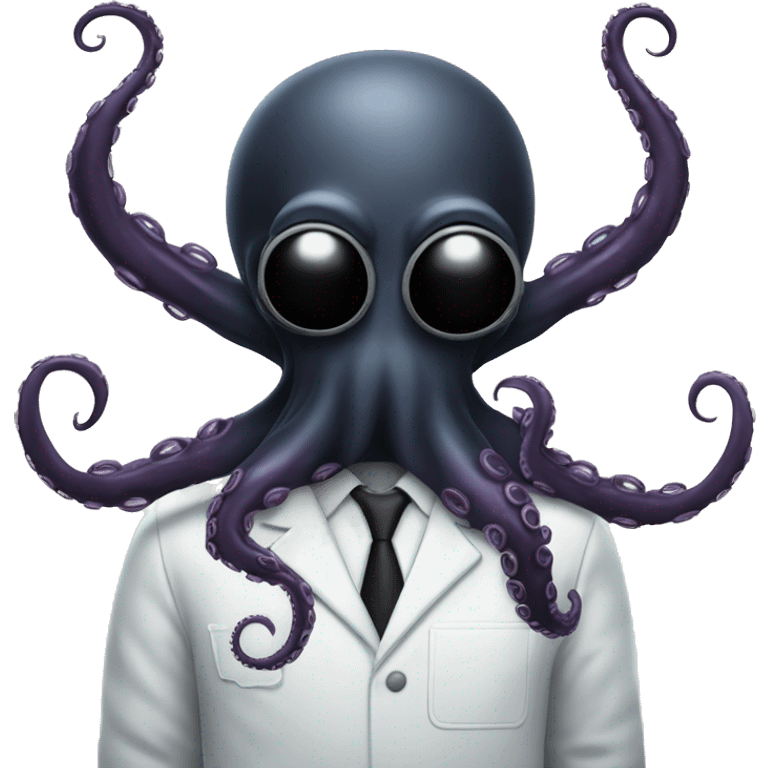 Black Alien Octopus with scientist  emoji