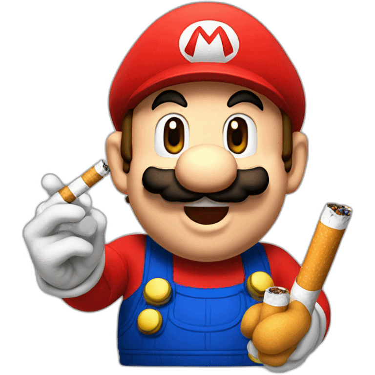 Mario Bros with cigarettes emoji