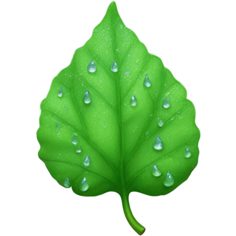 Leaf with rainy dew drops  emoji