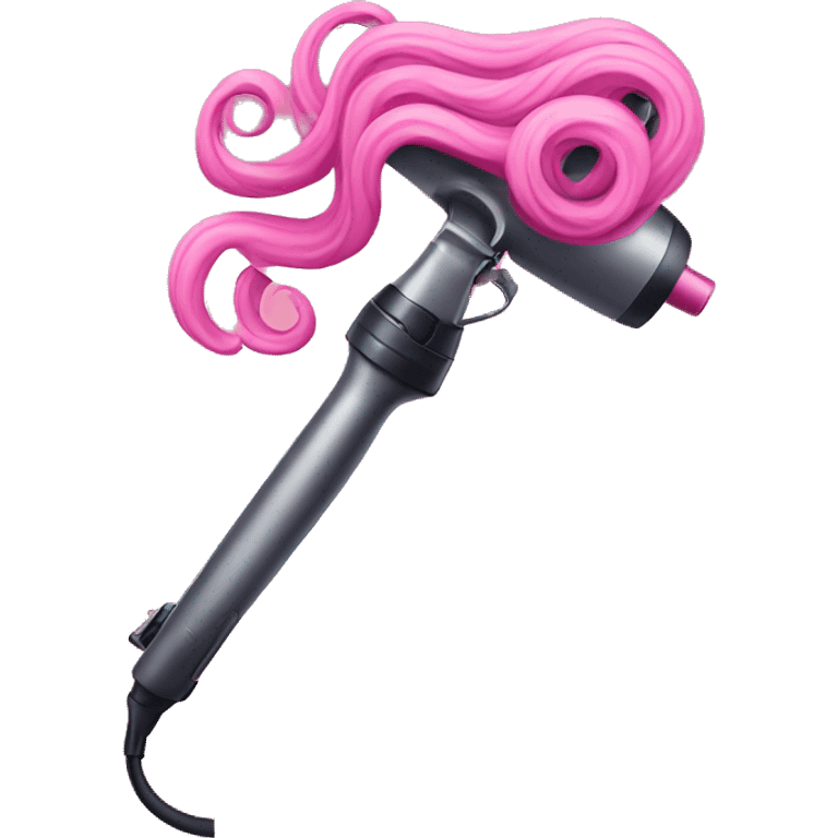 pink hair curling iron emoji