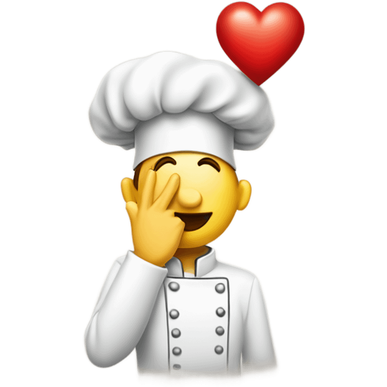 An emoji-style hand performing the classic 'chef's kiss' gesture, a universally recognized expression of perfection, accompanied by a vibrant red heart near the fingertips to symbolize affection, admiration, or approval emoji