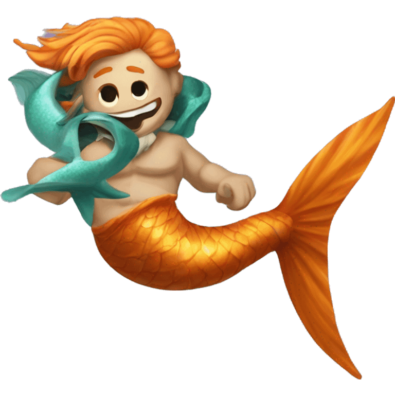 Merman with tigershark tail emoji