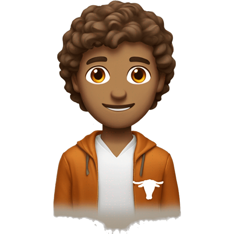 Brown haired White man in University of Texas Longhorn clothes emoji