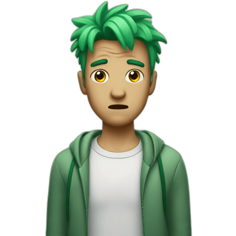 Perplexed man, green hair emoji